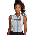 Custom Botswana Football Women Sleeveless Polo Shirt Botswana Rising Again - Blue - African Pride