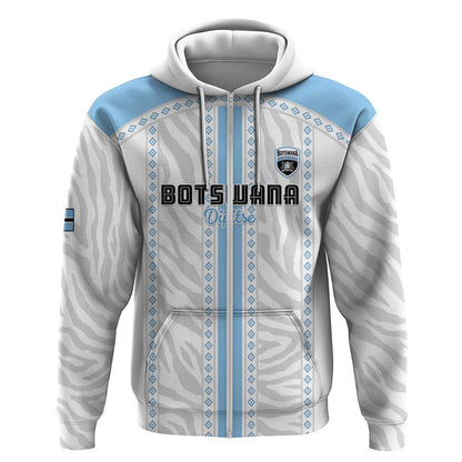 Custom Botswana Football Zip Hoodie Botswana Rising Again - Blue - African Pride