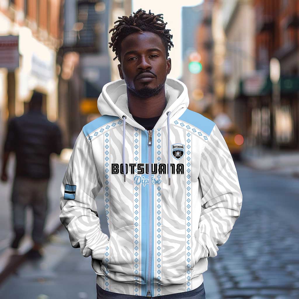 Custom Botswana Football Zip Hoodie Botswana Rising Again - Blue - African Pride