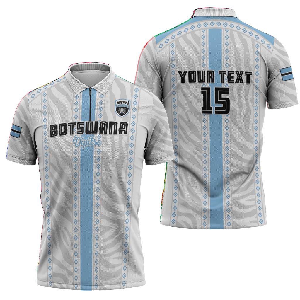 Custom Botswana Football Zipper Polo Shirt Botswana Rising Again - Blue - African Pride