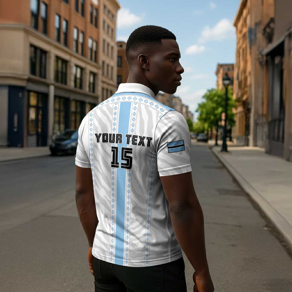Custom Botswana Football Zipper Polo Shirt Botswana Rising Again - Blue - African Pride