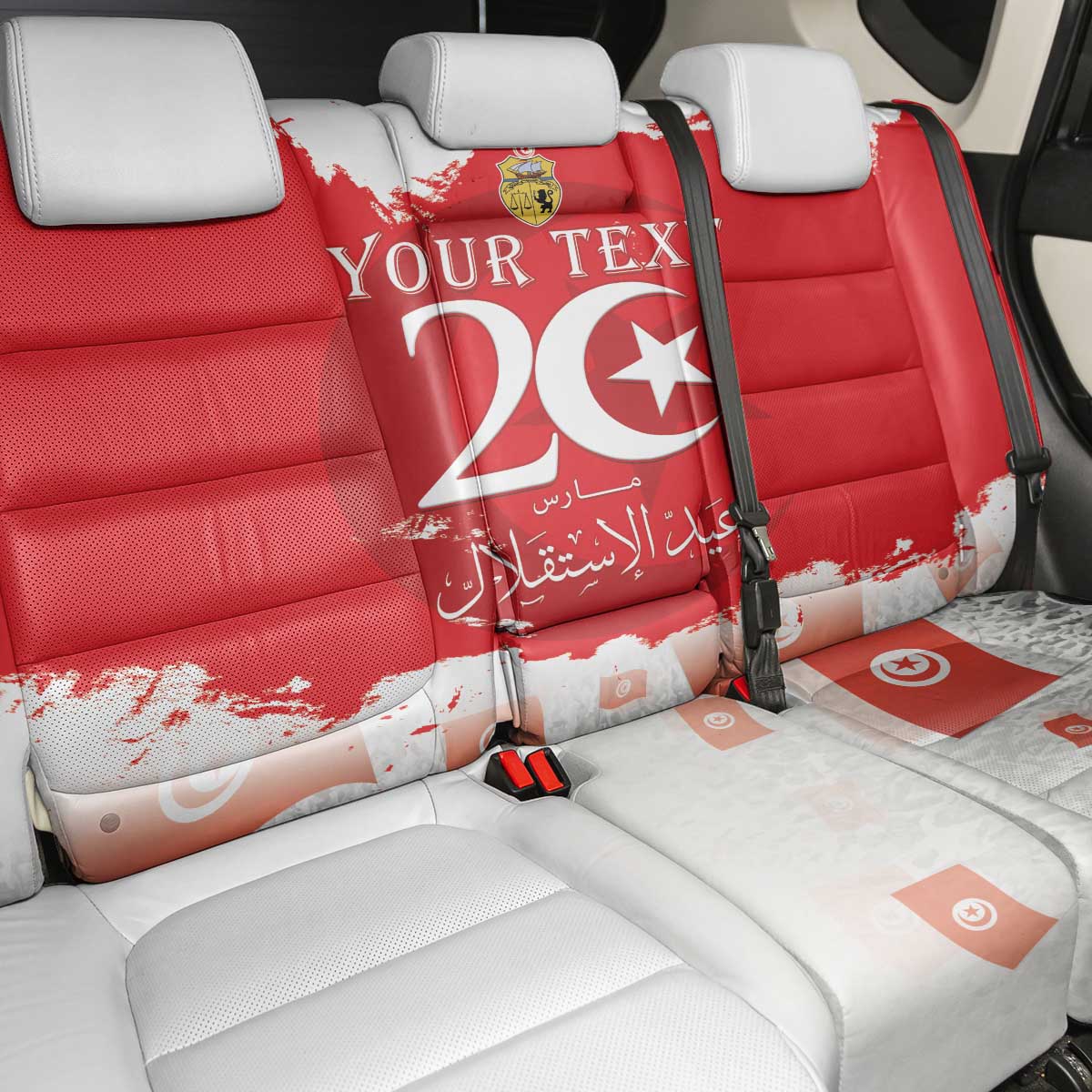 Personalized Afro Tunisia Back Car Seat Cover Happy 69th Anniversary Independence