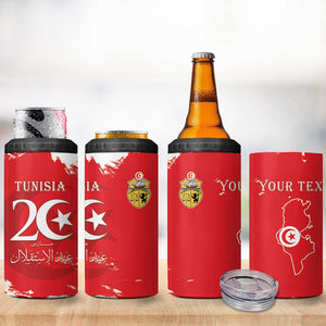 Personalized Afro Tunisia 4 in 1 Can Cooler Tumbler Happy 69th Anniversary Independence
