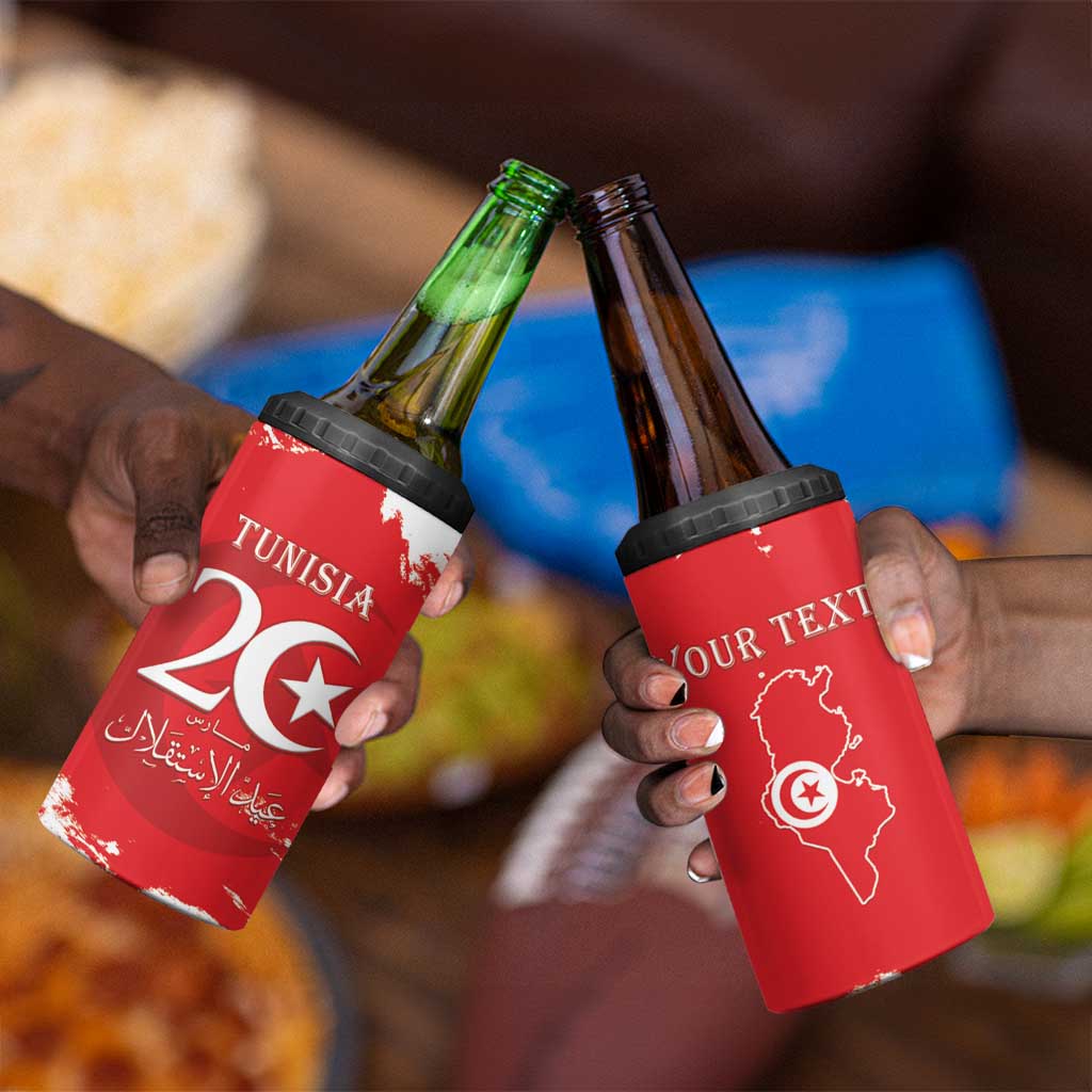Personalized Afro Tunisia 4 in 1 Can Cooler Tumbler Happy 69th Anniversary Independence