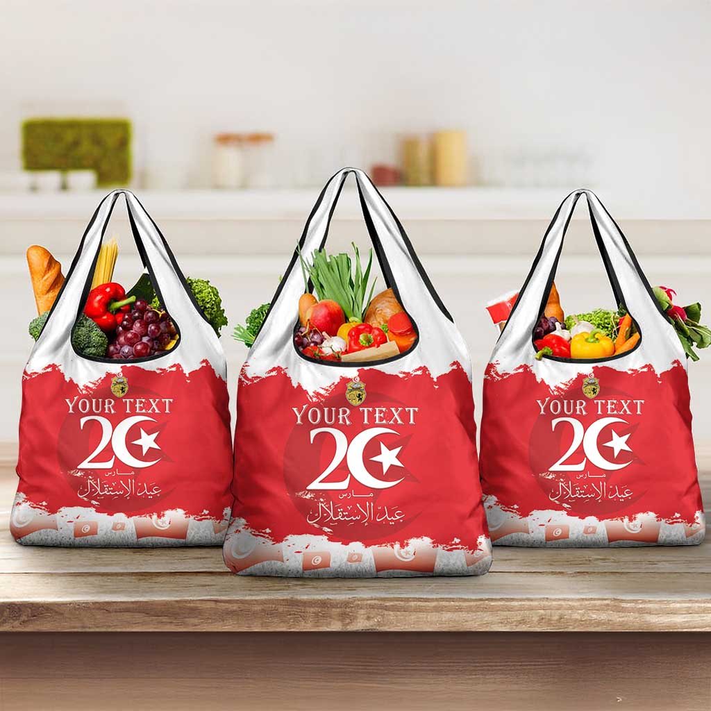 Personalized Afro Tunisia Grocery Bag Happy 69th Anniversary Independence