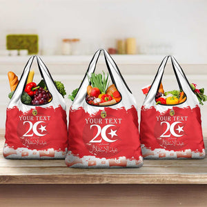 Personalized Afro Tunisia Grocery Bag Happy 69th Anniversary Independence
