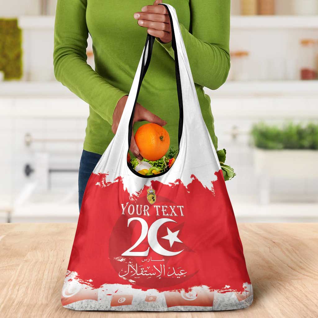 Personalized Afro Tunisia Grocery Bag Happy 69th Anniversary Independence