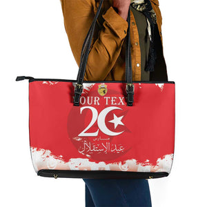 Personalized Afro Tunisia Leather Tote Bag Happy 69th Anniversary Independence