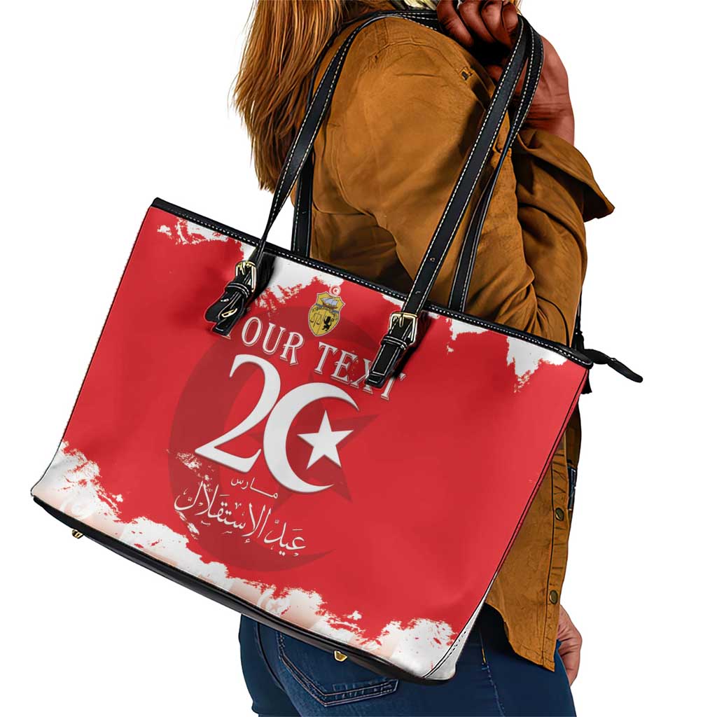 Personalized Afro Tunisia Leather Tote Bag Happy 69th Anniversary Independence
