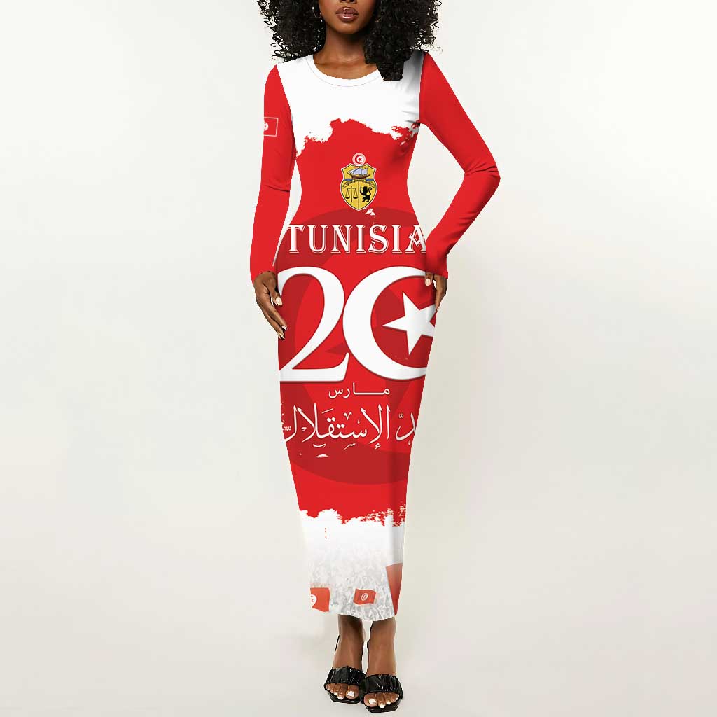 Personalized Afro Tunisia Long Sleeve Bodycon Dress Happy 69th Anniversary Independence LT15