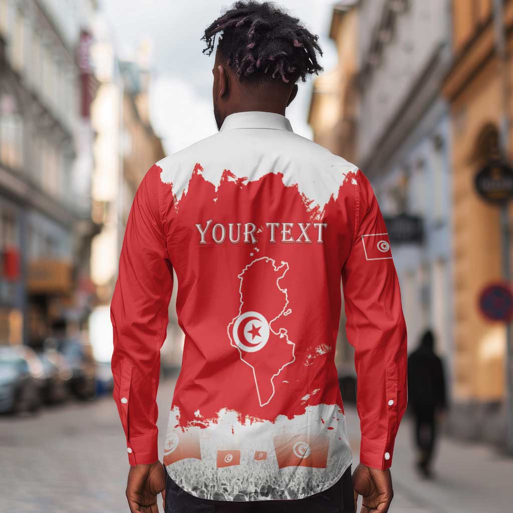Personalized Afro Tunisia Long Sleeve Button Shirt Happy 69th Anniversary Independence