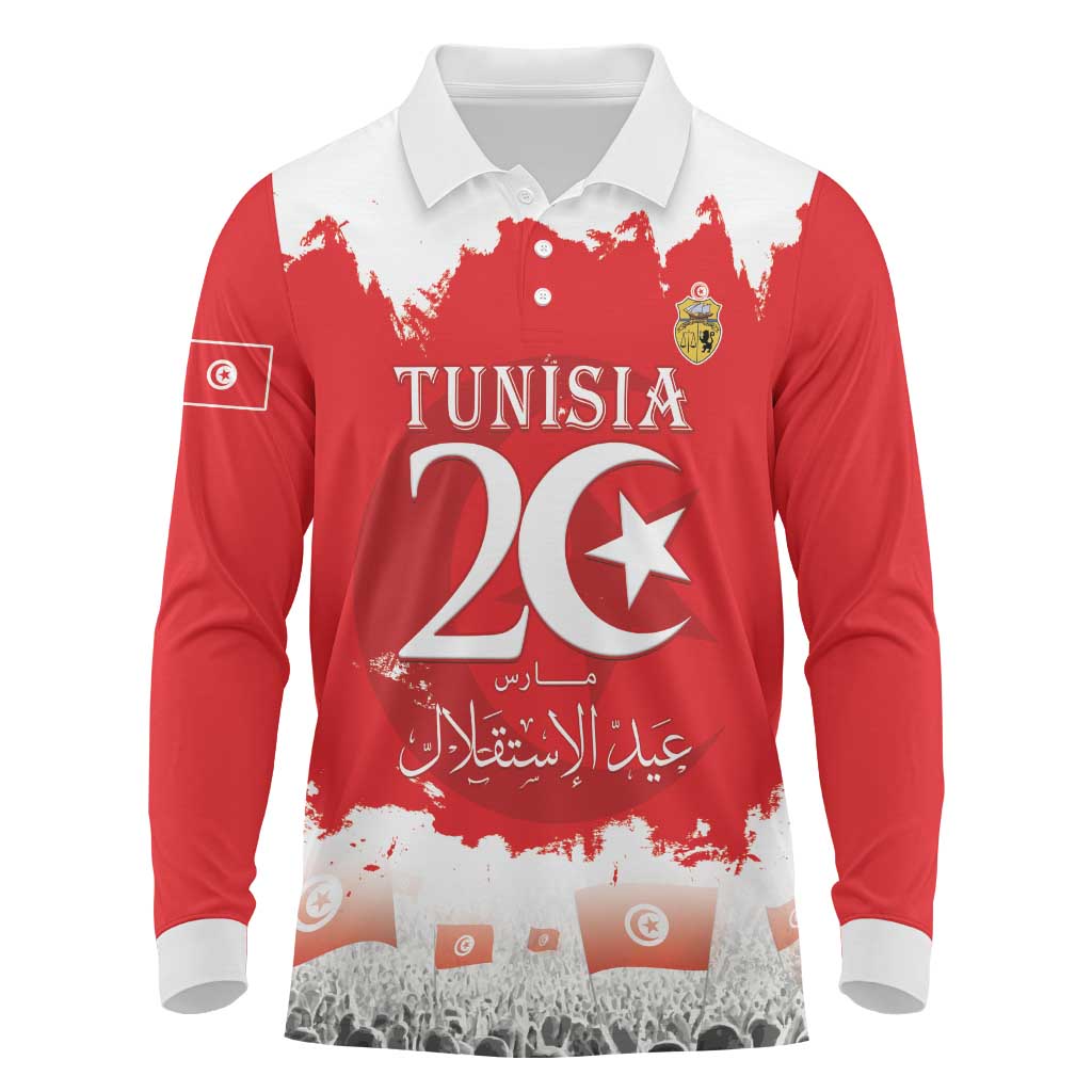 Personalized Afro Tunisia Long Sleeve Polo Shirt Happy 69th Anniversary Independence