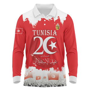 Personalized Afro Tunisia Long Sleeve Polo Shirt Happy 69th Anniversary Independence