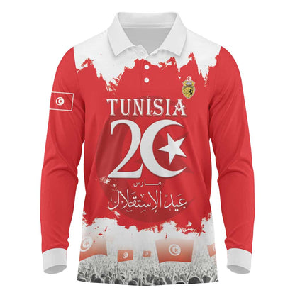 Personalized Afro Tunisia Long Sleeve Polo Shirt Happy 69th Anniversary Independence