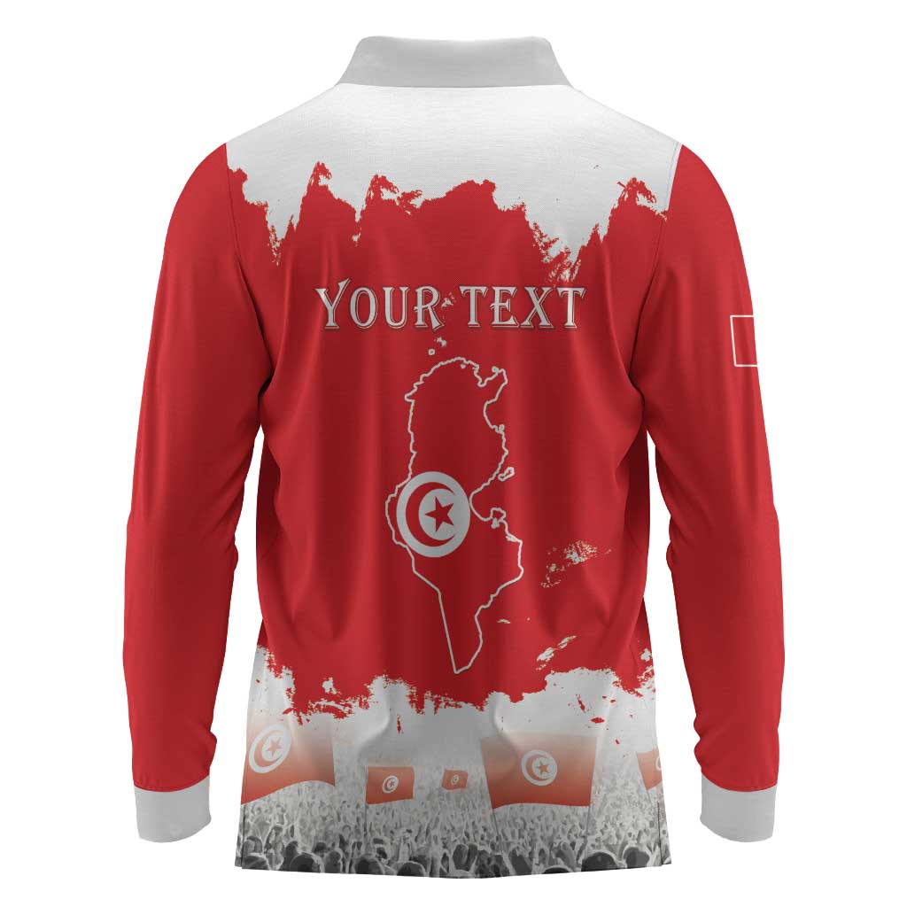 Personalized Afro Tunisia Long Sleeve Polo Shirt Happy 69th Anniversary Independence