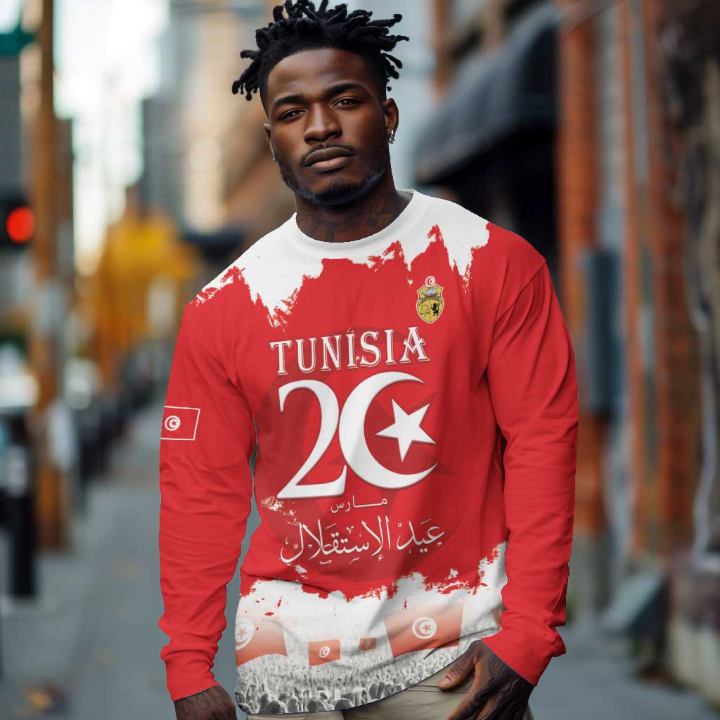 Personalized Afro Tunisia Long Sleeve Shirt Happy 69th Anniversary Independence