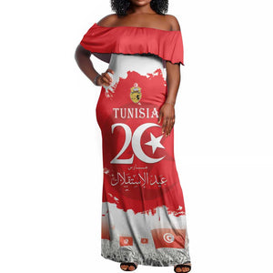 Personalized Afro Tunisia Off Shoulder Maxi Dress Happy 69th Anniversary Independence