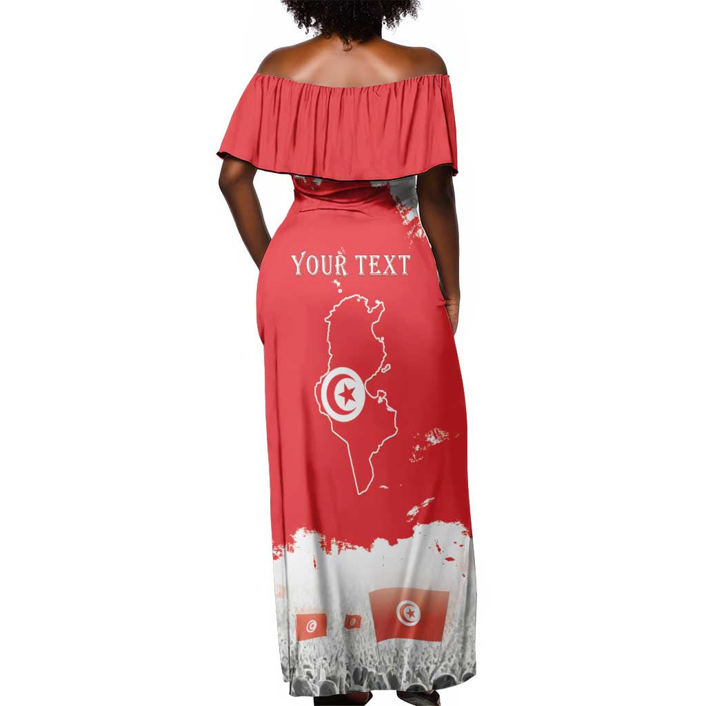 Personalized Afro Tunisia Off Shoulder Maxi Dress Happy 69th Anniversary Independence