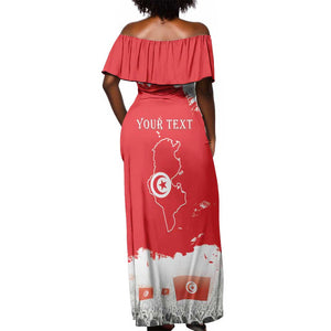 Personalized Afro Tunisia Off Shoulder Maxi Dress Happy 69th Anniversary Independence