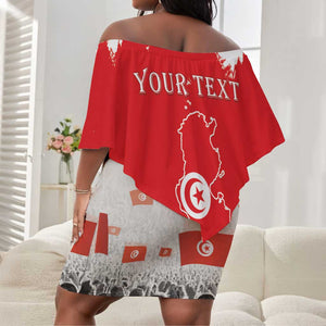 Personalized Afro Tunisia Off Shoulder Short Dress Happy 69th Anniversary Independence