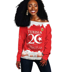 Personalized Afro Tunisia Off Shoulder Sweater Happy 69th Anniversary Independence