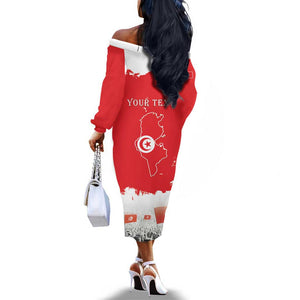 Personalized Afro Tunisia Off The Shoulder Long Sleeve Dress Happy 69th Anniversary Independence
