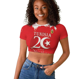 Personalized Afro Tunisia Raglan Cropped T shirt Happy 69th Anniversary Independence