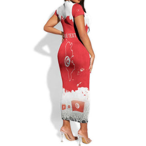 Personalized Afro Tunisia Short Sleeve Bodycon Dress Happy 69th Anniversary Independence LT15