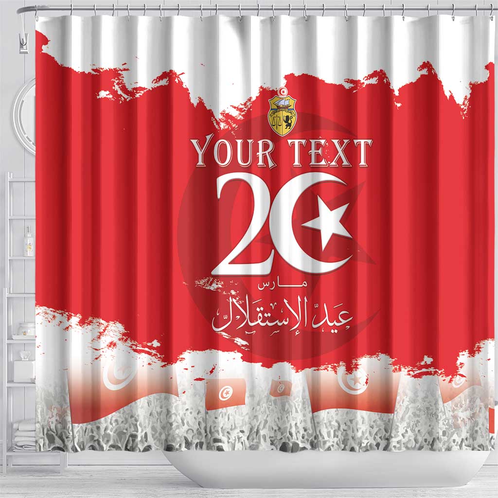 Personalized Afro Tunisia Shower Curtain Happy 69th Anniversary Independence