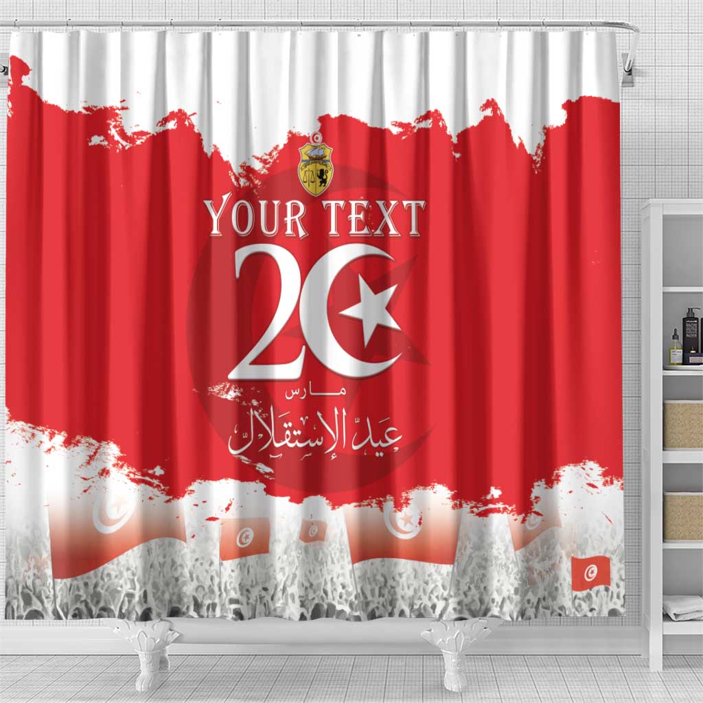 Personalized Afro Tunisia Shower Curtain Happy 69th Anniversary Independence