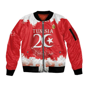 Personalized Afro Tunisia Sleeve Zip Bomber Jacket Happy 69th Anniversary Independence