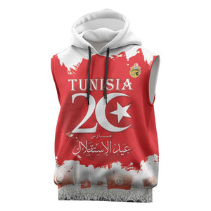 Personalized Afro Tunisia Sleeveless Hoodie Happy 69th Anniversary Independence - African Pride