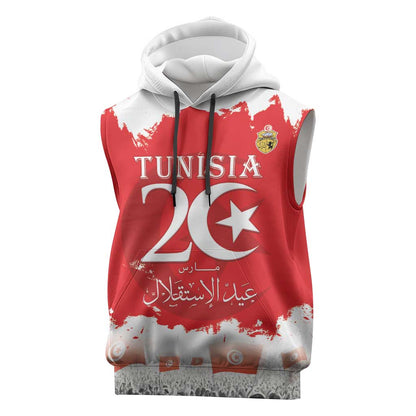 Personalized Afro Tunisia Sleeveless Hoodie Happy 69th Anniversary Independence - African Pride