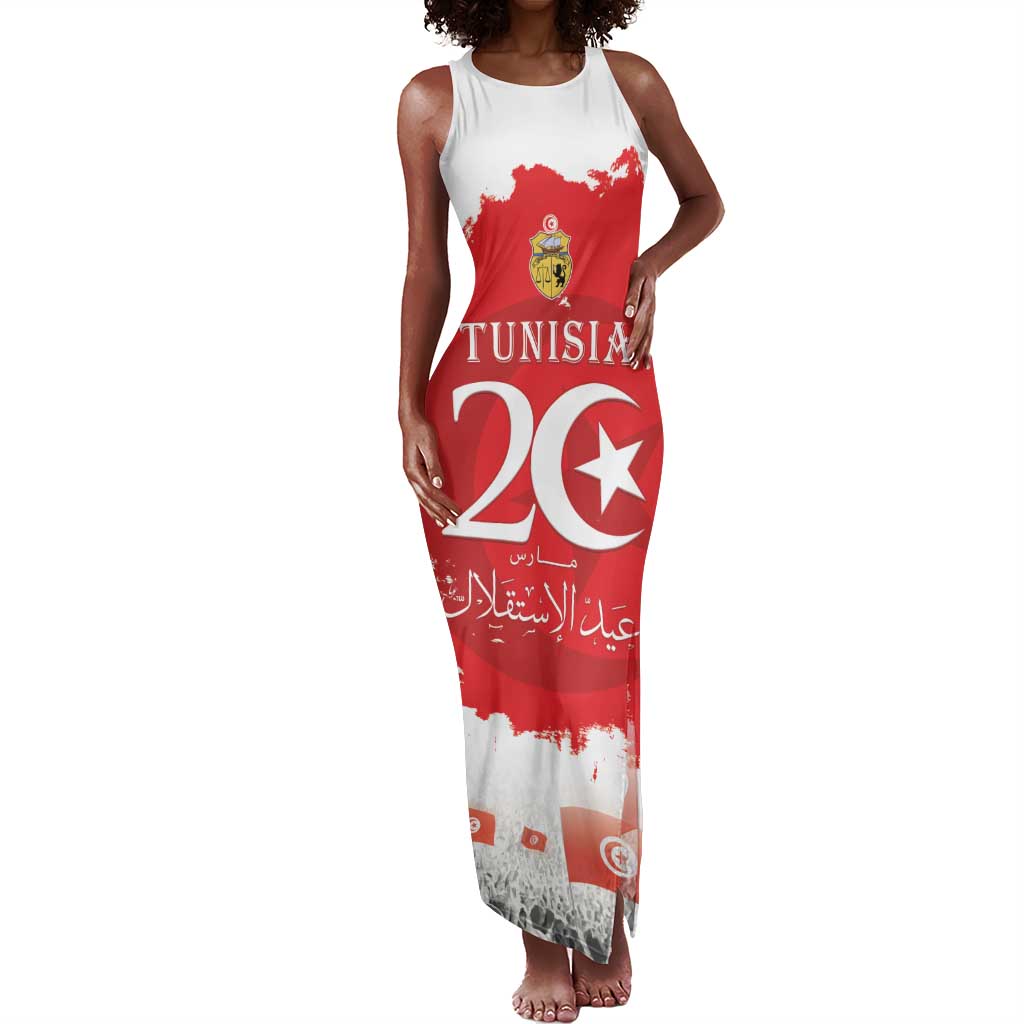 Personalized Afro Tunisia Tank Maxi Dress Happy 69th Anniversary Independence