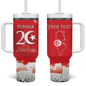 Personalized Afro Tunisia Tumbler With Handle Happy 69th Anniversary Independence