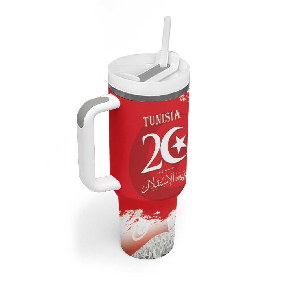 Personalized Afro Tunisia Tumbler With Handle Happy 69th Anniversary Independence