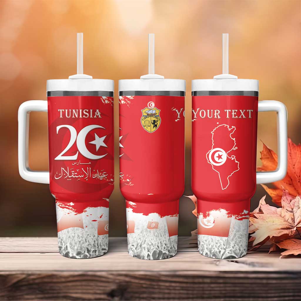 Personalized Afro Tunisia Tumbler With Handle Happy 69th Anniversary Independence