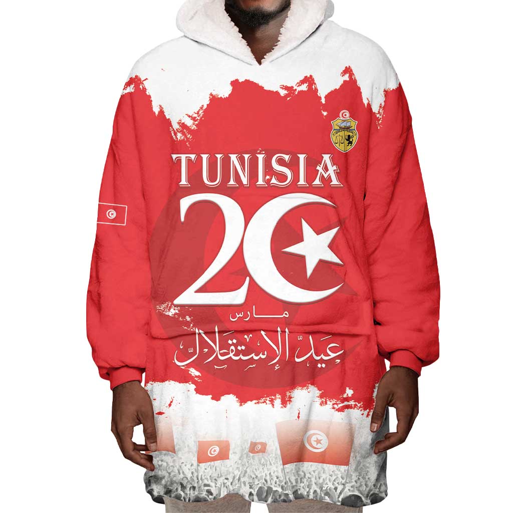 Personalized Afro Tunisia Wearable Blanket Hoodie Happy 69th Anniversary Independence