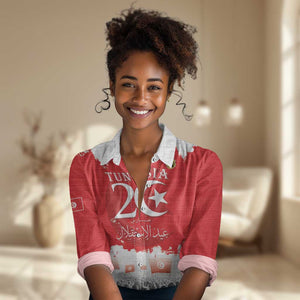 Personalized Afro Tunisia Women Casual Shirt Happy 69th Anniversary Independence LT15