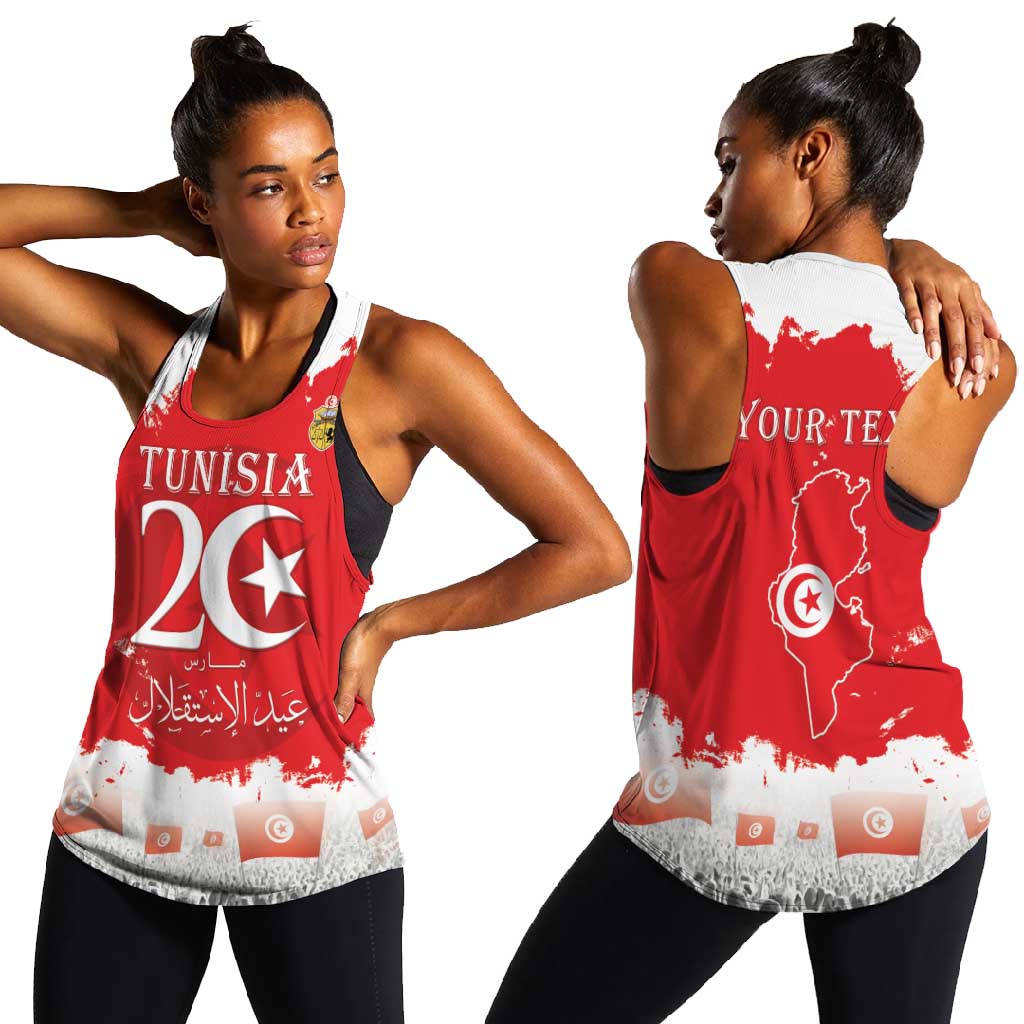 Personalized Afro Tunisia Women Racerback Tank Happy 69th Anniversary Independence