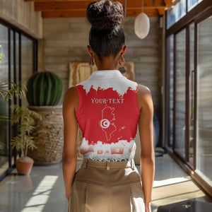 Personalized Afro Tunisia Women Sleeveless Polo Shirt Happy 69th Anniversary Independence