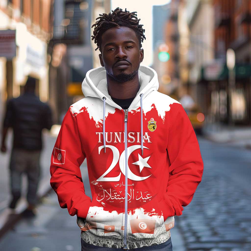 Personalized Afro Tunisia Zip Hoodie Happy 69th Anniversary Independence