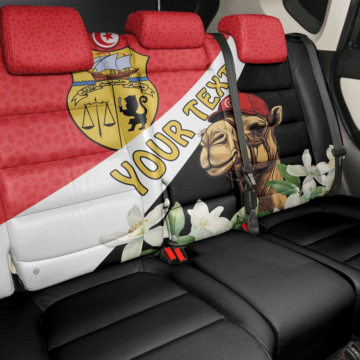 Personalized Afro Tunisia Back Car Seat Cover Camelus Dromedarius With Jasmine