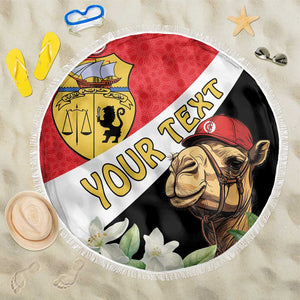 Personalized Afro Tunisia Beach Blanket Camelus Dromedarius With Jasmine