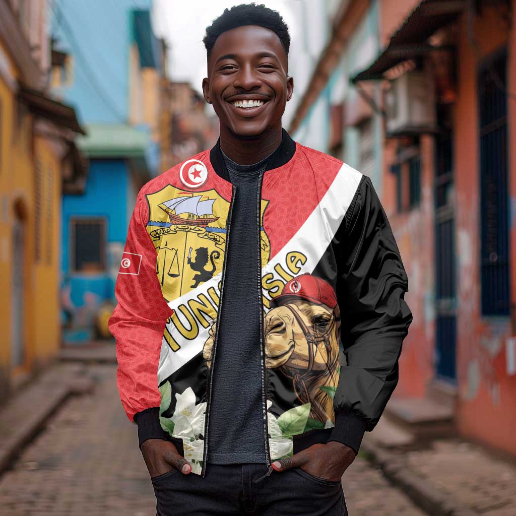 Personalized Afro Tunisia Bomber Jacket Camelus Dromedarius With Jasmine