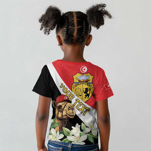 Personalized Afro Tunisia Kid T shirt Camelus Dromedarius With Jasmine