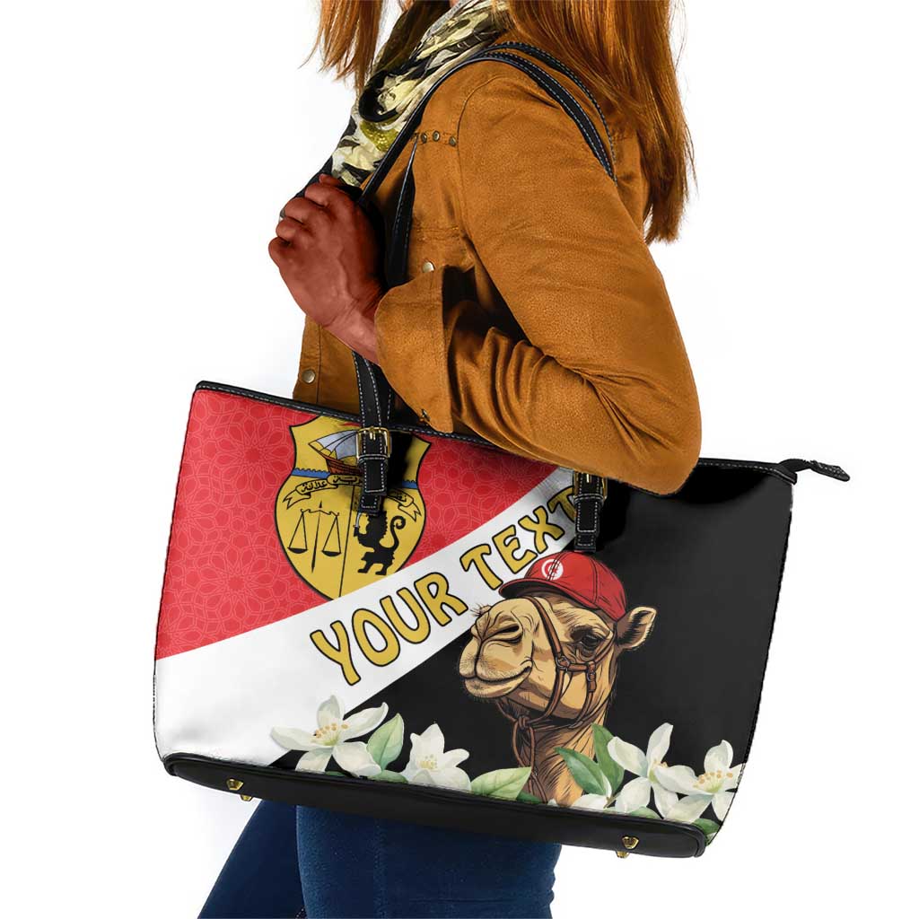 Personalized Afro Tunisia Leather Tote Bag Camelus Dromedarius With Jasmine