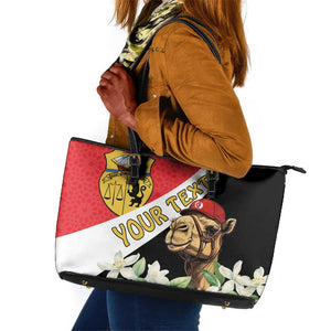 Personalized Afro Tunisia Leather Tote Bag Camelus Dromedarius With Jasmine