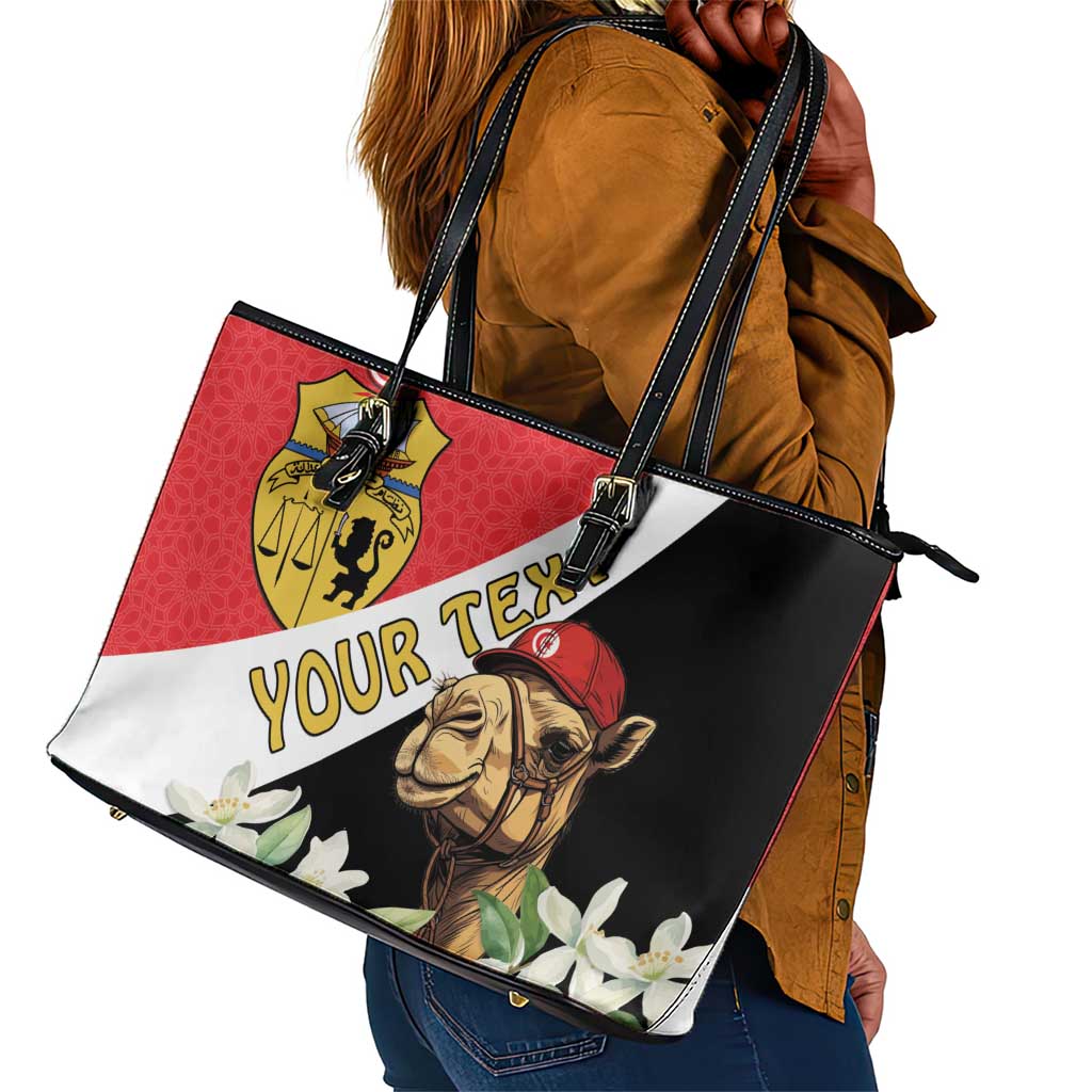 Personalized Afro Tunisia Leather Tote Bag Camelus Dromedarius With Jasmine