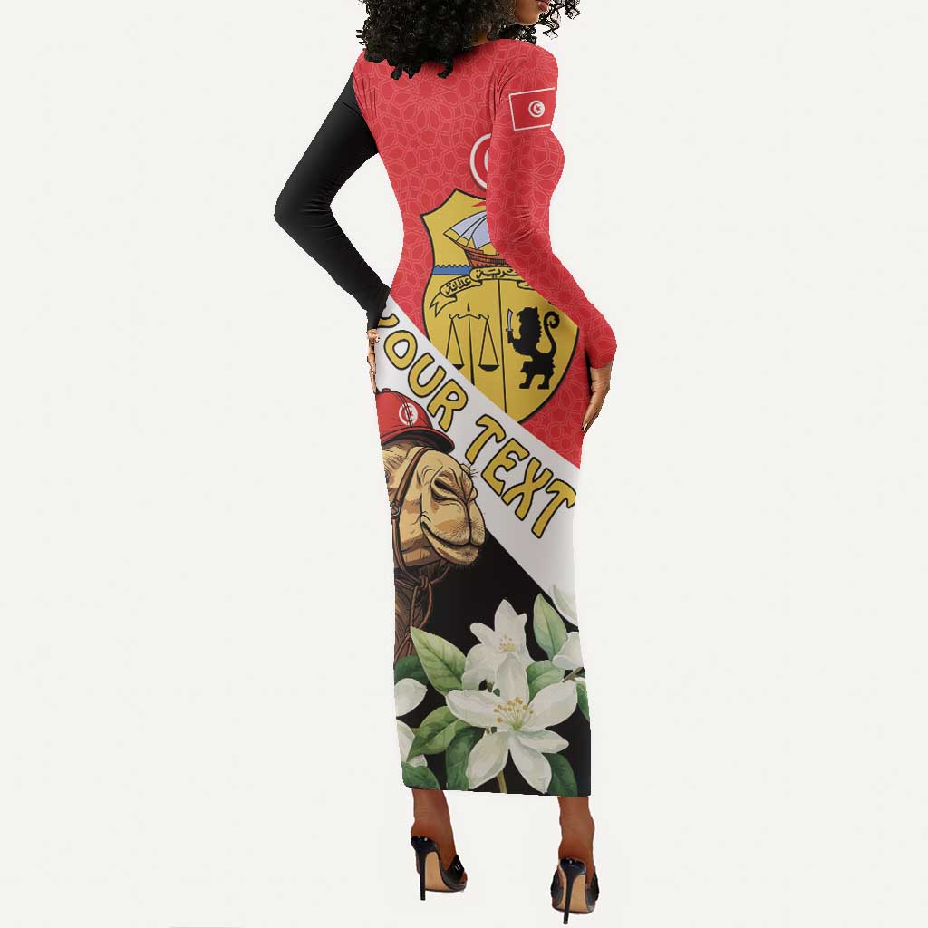 Personalized Afro Tunisia Long Sleeve Bodycon Dress Camelus Dromedarius With Jasmine LT15